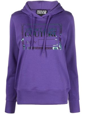 Versace Jeans Couture logo-print drawstring hoodie - Purple
