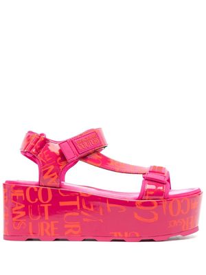 Versace Jeans Couture logo-print flatform sandals - Pink
