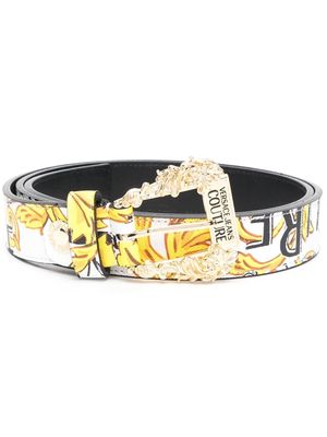 Versace Jeans Couture logo-print leather belt - White