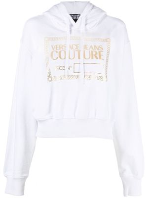 Versace Jeans Couture logo-print long-sleeve hoodie - White