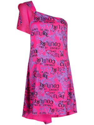 Versace Jeans Couture logo-print one-shoulder dress - Pink