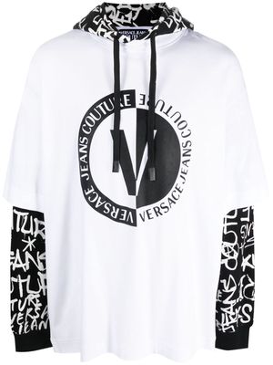 Versace Jeans Couture logo-print panelled hoodie - White