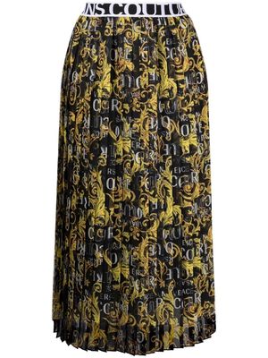 Versace Jeans Couture logo-print pleated skirt - Black