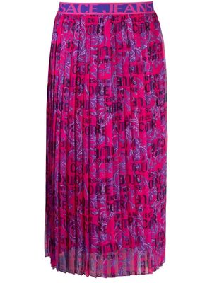 Versace Jeans Couture logo-print pleated skirt - Pink