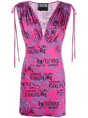 Versace Jeans Couture logo-print plunge mini dress - Pink