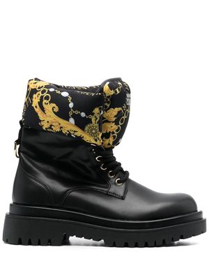 Versace Jeans Couture logo-print round-toe boots - Black