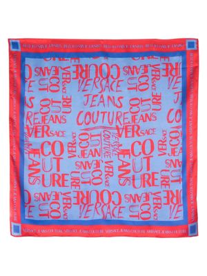 Versace Jeans Couture logo-print silk scarf - Blue
