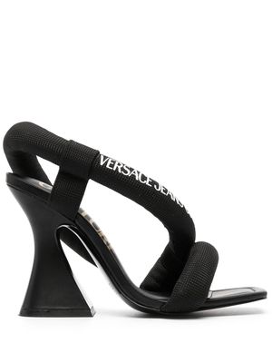 Versace Jeans Couture logo-print square-toe sandals - Black