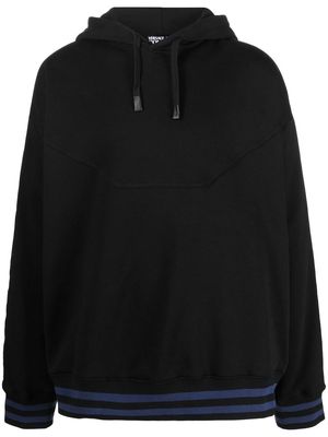 Versace Jeans Couture logo-print striped-trim hoodie - Black