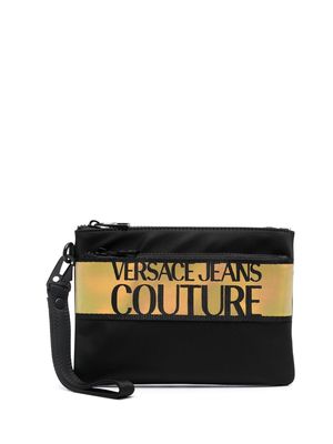 Versace Jeans Couture logo-print zip-fastening clutch bag - Black