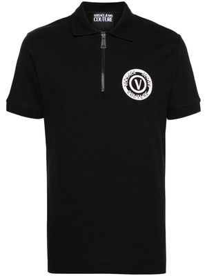 Versace Jeans Couture logo-print zipped-up polo shirt - Black