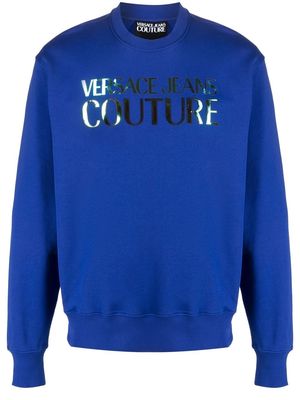 Versace Jeans Couture logo-stamp cotton sweatshirt - Blue