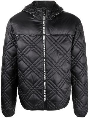 Versace Jeans Couture logo-strap quilted coat - Black