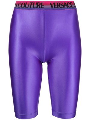 Versace Jeans Couture logo-waistband cycling shorts - Purple