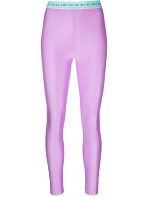 Versace Jeans Couture logo-waistband leggings - Purple