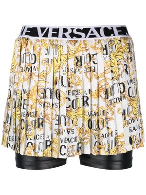 Versace Jeans Couture logo-waistband pleated shorts - White