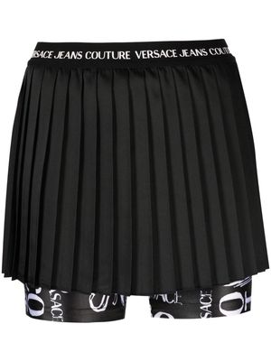 Versace Jeans Couture logo waistband pleated skorts - Black