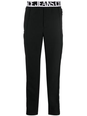 Versace Jeans Couture logo-waistband straight-leg trousers - Black
