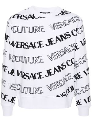 Versace Jeans Couture Logowave-print cotton sweatshirt - White