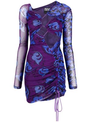 Versace Jeans Couture long-sleeve graphic-print dress - Blue
