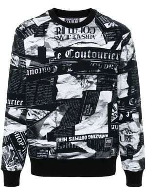 Versace Jeans Couture Magazine-print cotton sweatshirt - Black