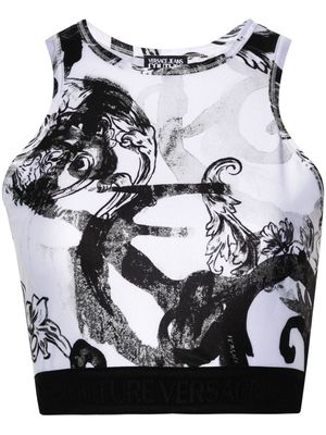 Versace Jeans Couture Magazine-print crop top - White
