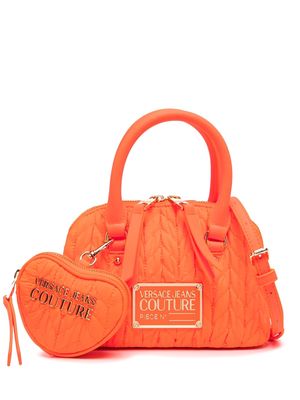 Versace Jeans Couture matelassé logo-plaque tote bag - Orange