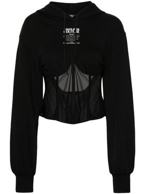 Versace Jeans Couture mesh-panelled cotton hoodie - Black