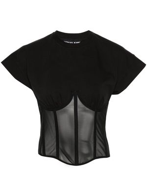 Versace Jeans Couture mesh-panelled cotton T-shirt - Black