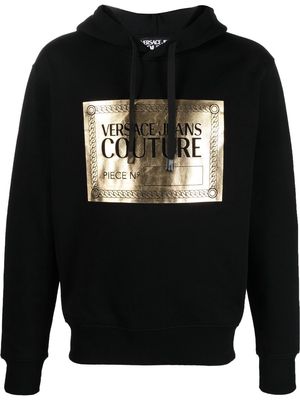 Versace Jeans Couture metallic logo-print cotton hoodie - Black