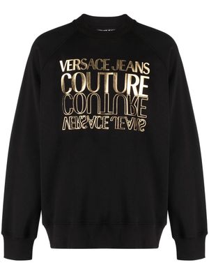 Versace Jeans Couture metallic logo-print cotton sweatshirt - Black