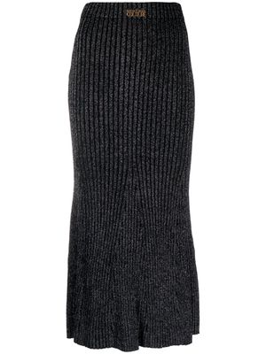 Versace Jeans Couture metallic ribbed-knit midi skirt - Black