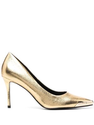 Versace Jeans Couture metallic toe-cap 85mm pumps - Gold