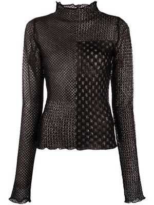 Versace Jeans Couture open-knit roll-neck jumper - Black