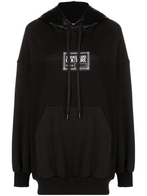 Versace Jeans Couture panelled logo-print detail hoodie - Black