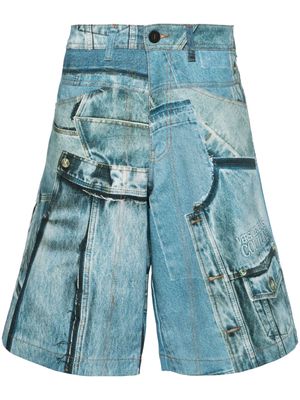 Versace Jeans Couture patch denim-print denim shorts - Blue