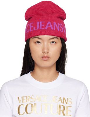 Versace Jeans Couture Pink Jacquard Beanie
