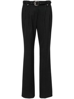 Versace Jeans Couture pinstriped logo-engraved straight trousers - Black