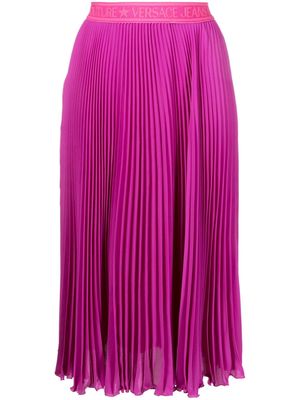 Versace Jeans Couture pleated logo-waistband midi skirt - Purple
