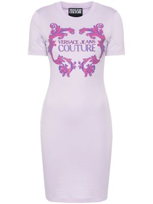 Versace Jeans Couture raised logo-print mini dress - Purple