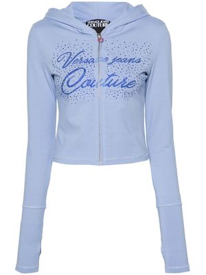 Versace Jeans Couture rhinestone embellished zip-up hoodie - Blue