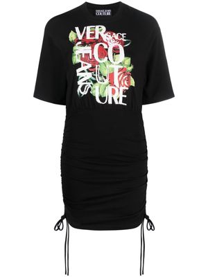 Versace Jeans Couture rose logo-print T-shirt dress - Black