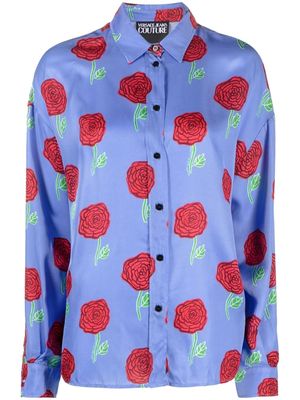 Versace Jeans Couture rose-print shirt - Blue