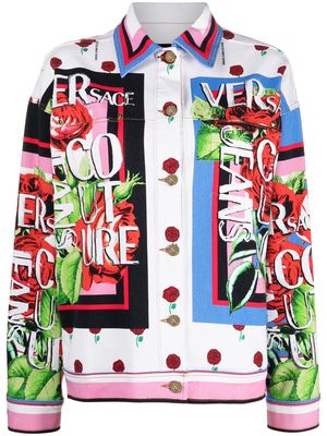 Versace Jeans Couture Roses-print shirt jacket - White