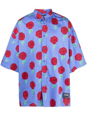 Versace Jeans Couture Roses-print short-sleeve shirt - Blue