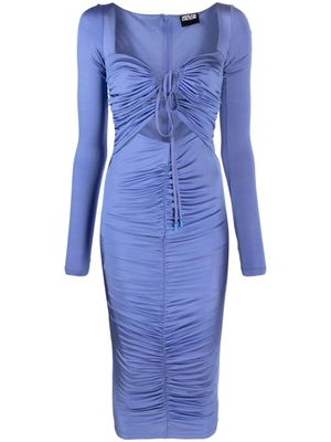 Versace Jeans Couture ruched cut-out dress - Blue