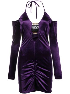 Versace Jeans Couture ruched velvet minidress - Purple