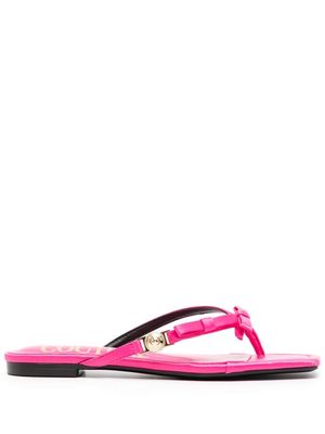 Versace Jeans Couture satin square-toe flip flops - Pink