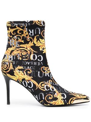 Versace Jeans Couture Scarlett 85mm Logo Brush Couture-print boots - Black