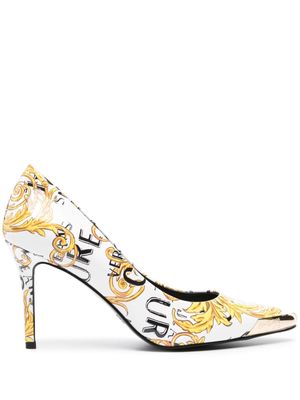 Versace Jeans Couture Scarlett Barocco-print pumps - White